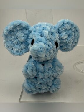 Homemade Crochet Plush Blue Elephant Stuffed Keychain